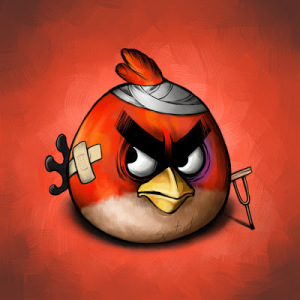image of cartoon angry bird injured